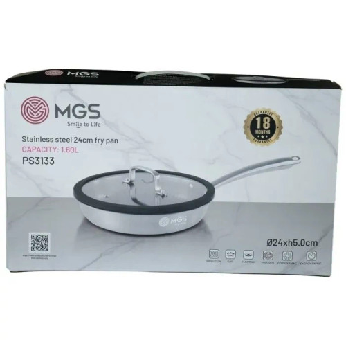 تابه سایز 24 تک دسته استیل کف لیزری MGS مدل PS3133
